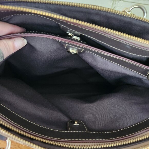 Euc Vintage Coach Signature Khaki & Brown Leather Shoulder Bag Purse - Picture 15 of 16